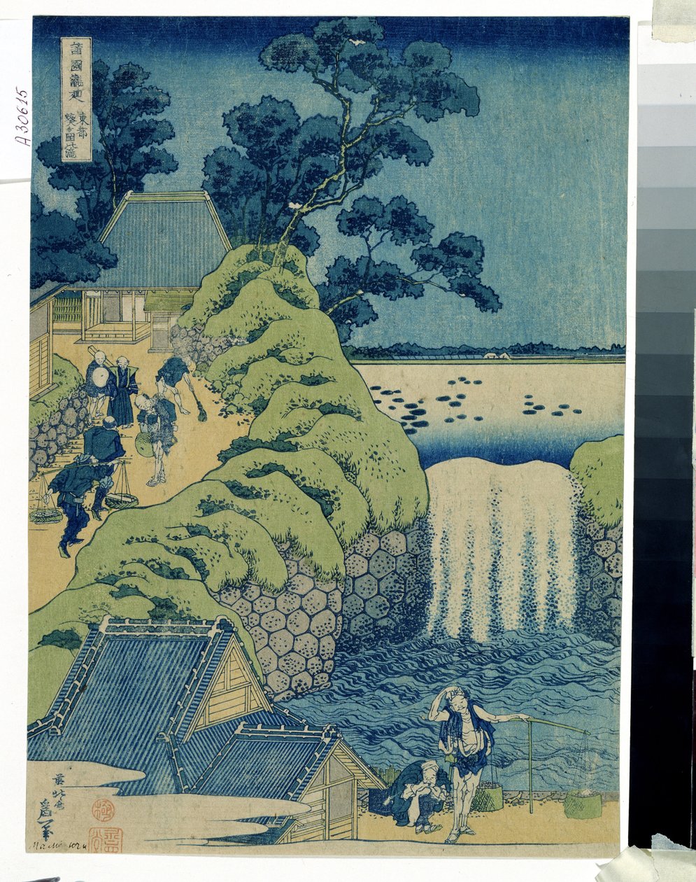 Japonský tisk: ""Les cascades Aigaoka"" (Vodopád Aigaoka) (ze série Vodopády různých provincií) Rytina ze série o vodopádech různých provincií od Katsushika Hokusai (1760-1849) kolem roku 1829 Pouchkine Museum, Mosc od Katsushika Hokusai
