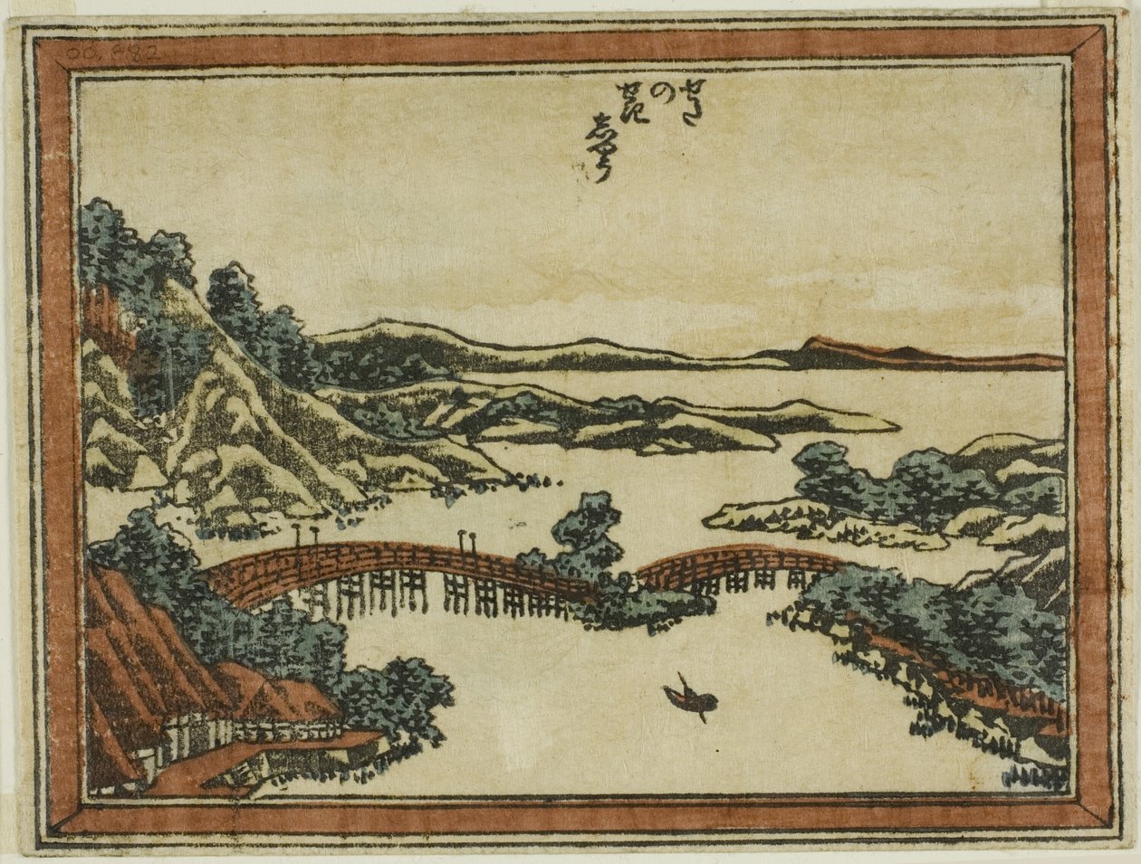 Evening Glow at Seta (Seta no sekisho), ze série Osm pohledů na Omi ve stylu leptu (Doban Omi hakkei) od Katsushika Hokusai