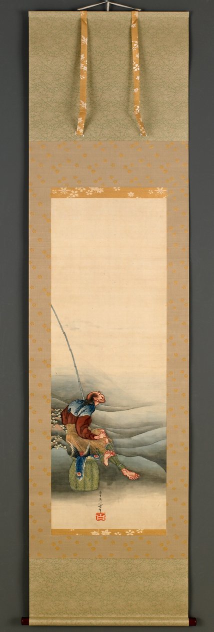 Rybář, období Edo, 1849 (tuš a barva na hedvábí) od Katsushika Hokusai