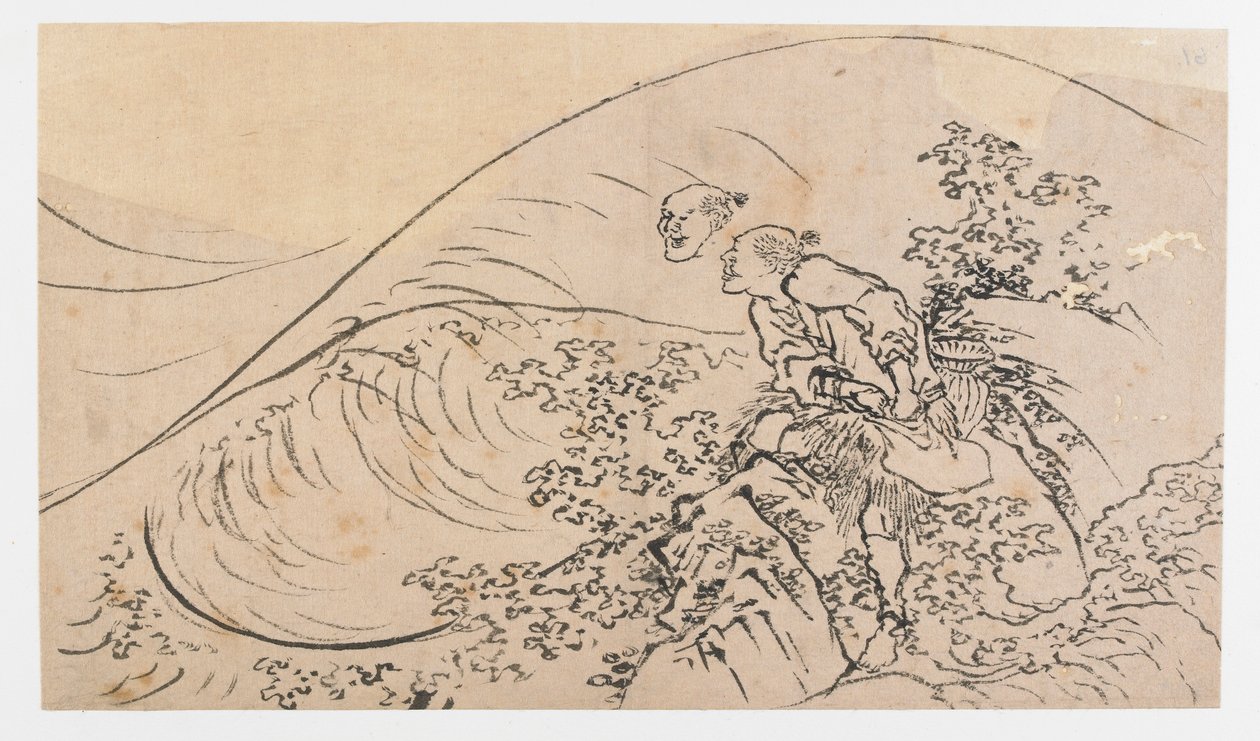 Fisherman Tossing Bait, období Edo, ca. 1830. od Katsushika Hokusai