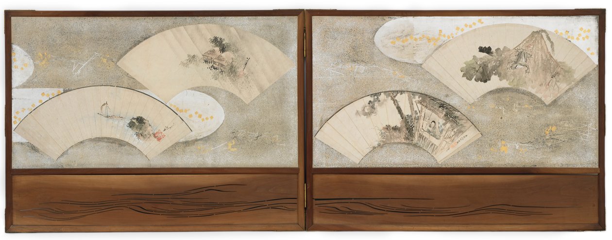 Čtyři fanouškovské obrazy namontované na obrazovce... od Katsushika Hokusai