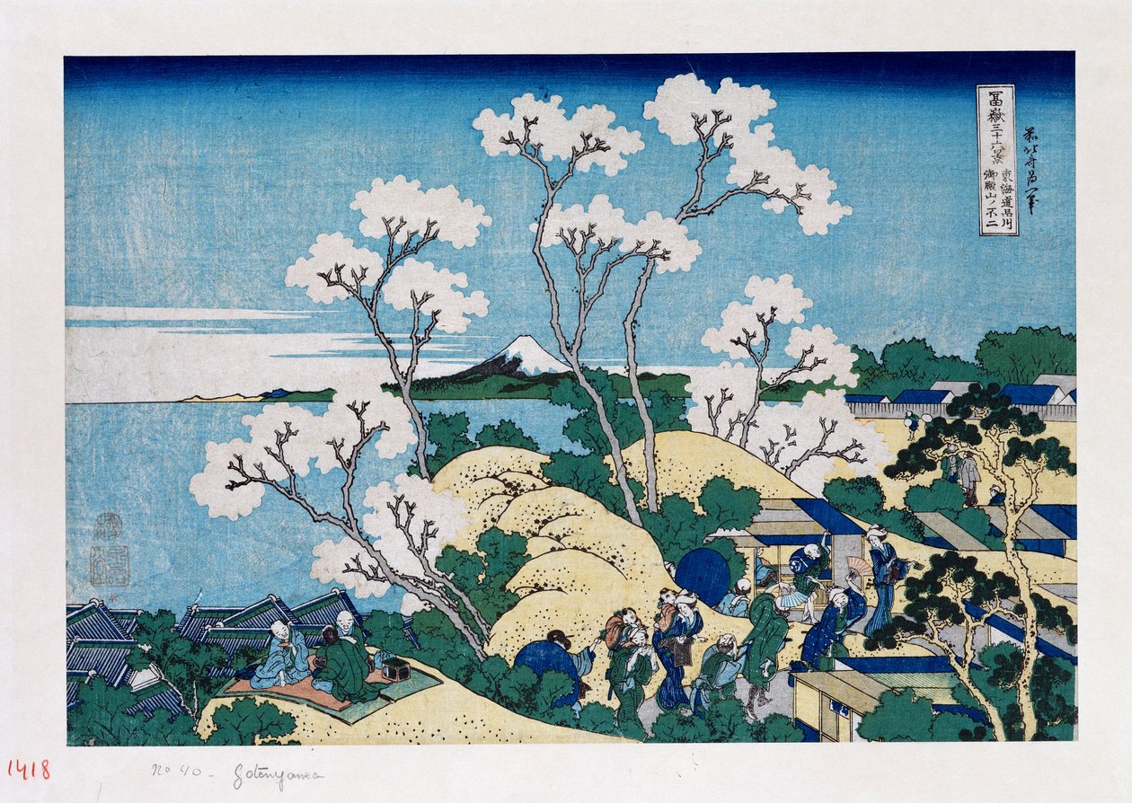Fuji z Gotenyama v Shinagawa na Tokaidó, ze série "Třicet šest pohledů na Mt. Fuji" od Katsushika Hokusai