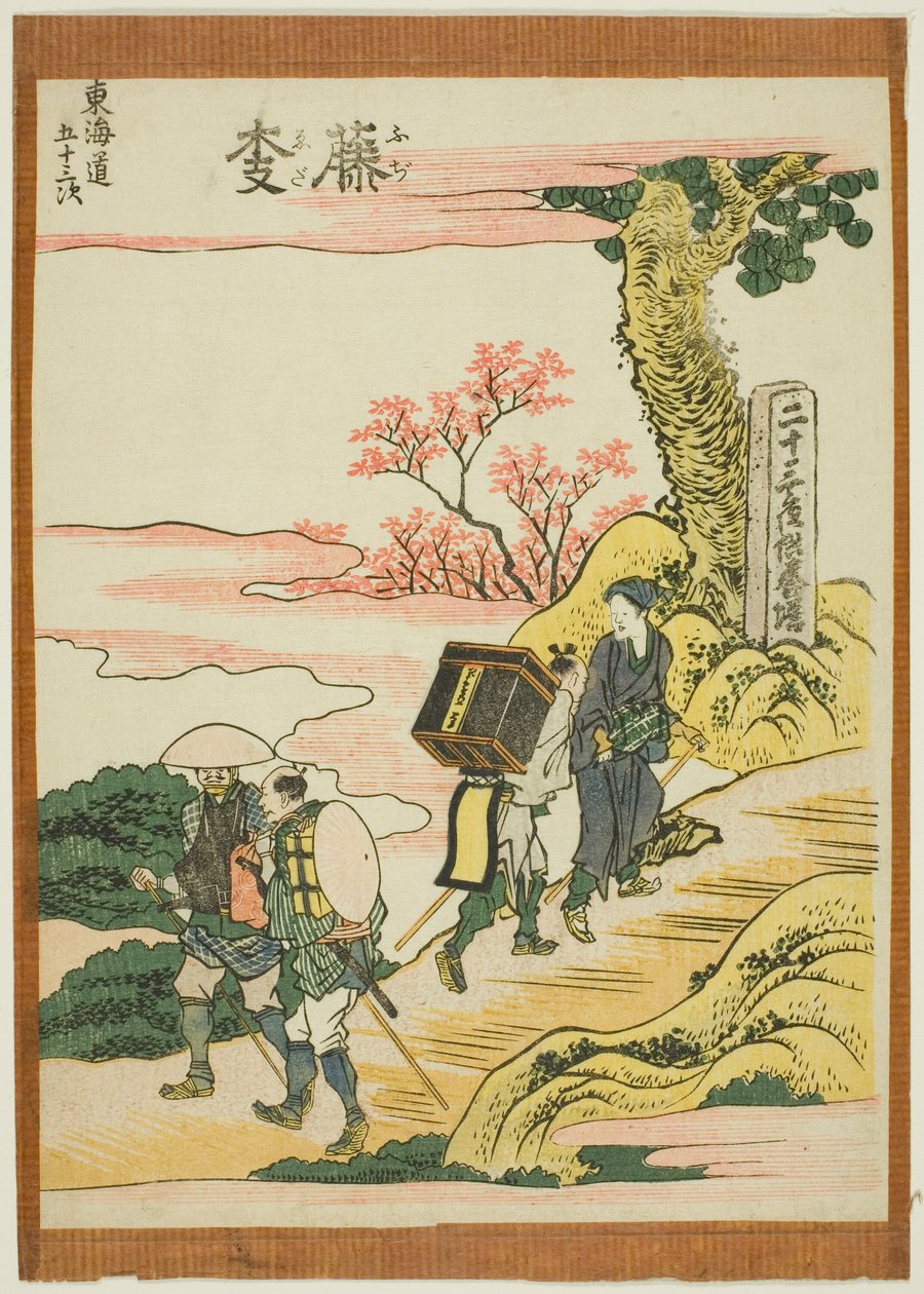 Fujieda, ze série „Padesát tři stanic Tokaida (Tokaido gojusan tsugi)“ od Katsushika Hokusai