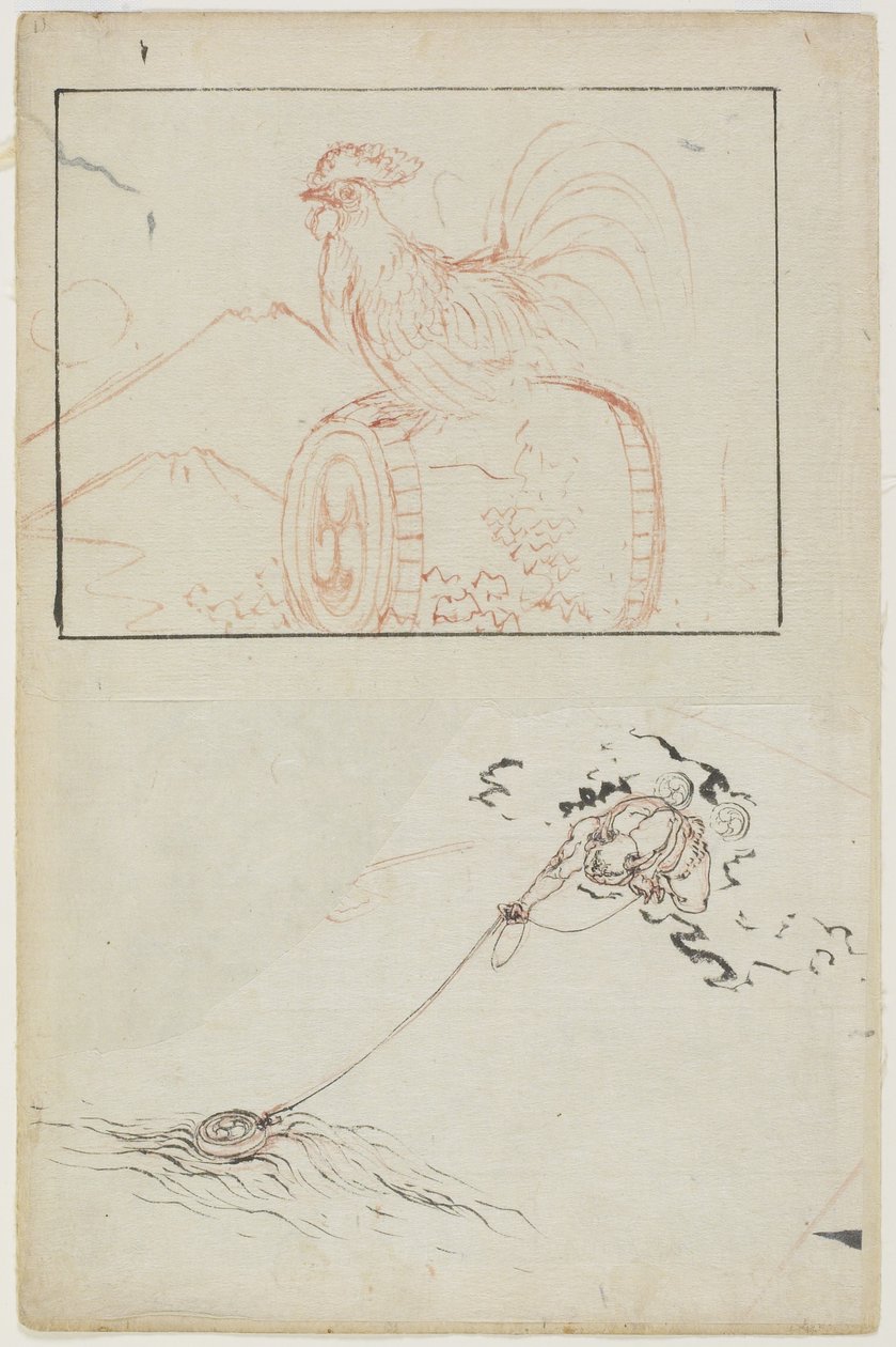 Bůh hromu a jeho buben od Katsushika Hokusai
