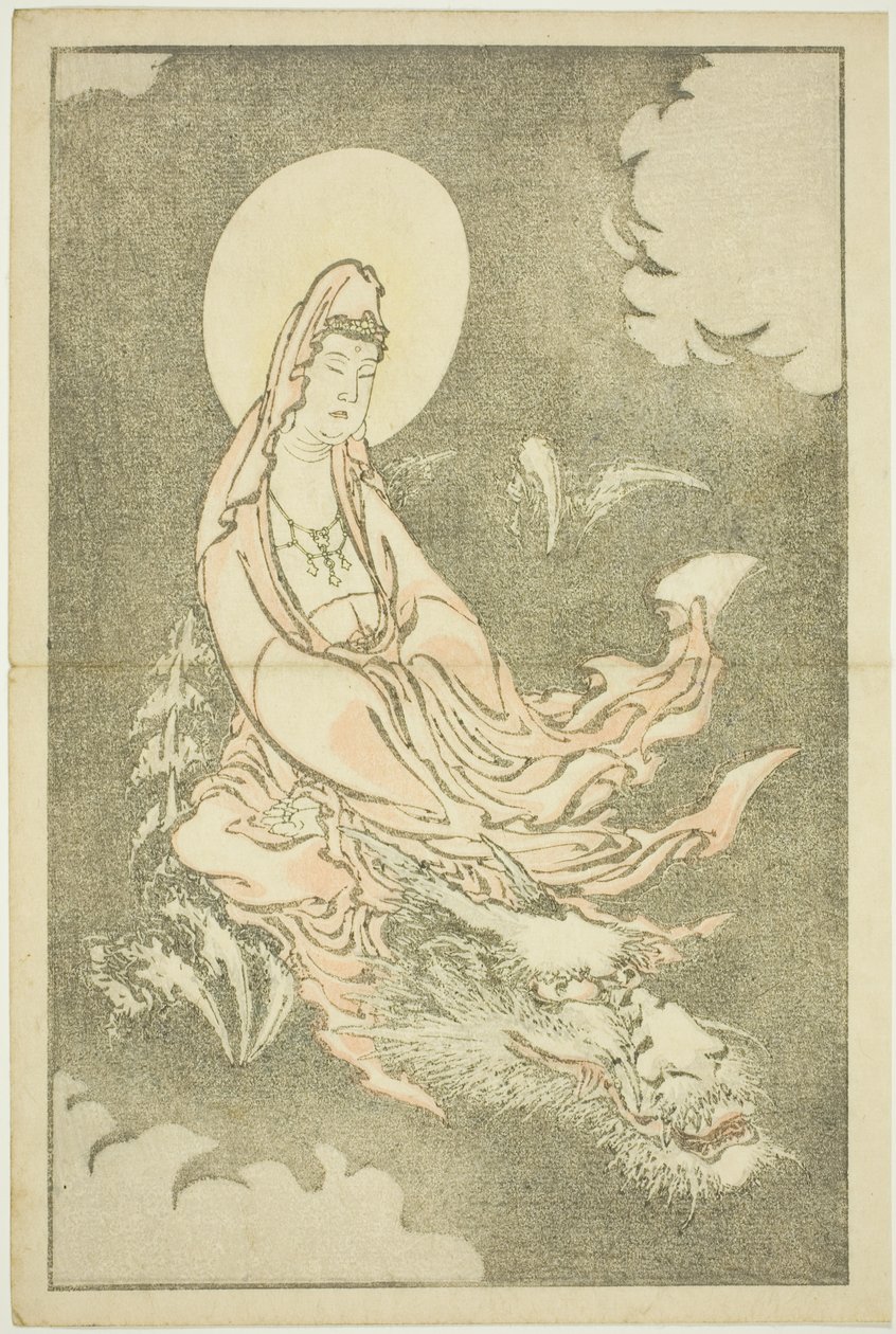 Bohyně jedoucí na drakovi, z Obrázkové knihy realistických obrazů Hokusai (Hokusai shashin gafu) od Katsushika Hokusai