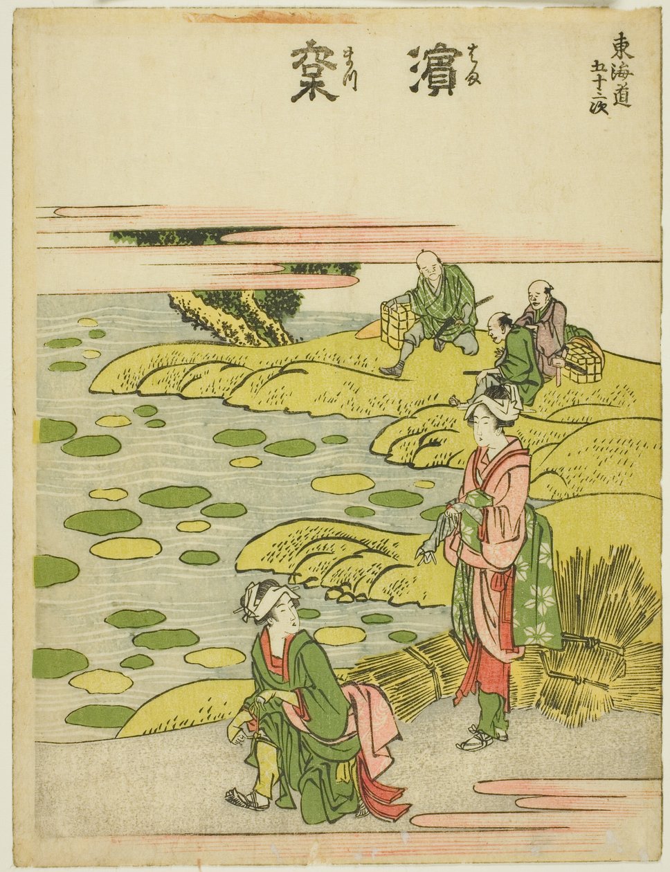 Hamamatsu, ze série "Padesát tři stanic Tokaida (Tokaido gojusan tsugi)" od Katsushika Hokusai