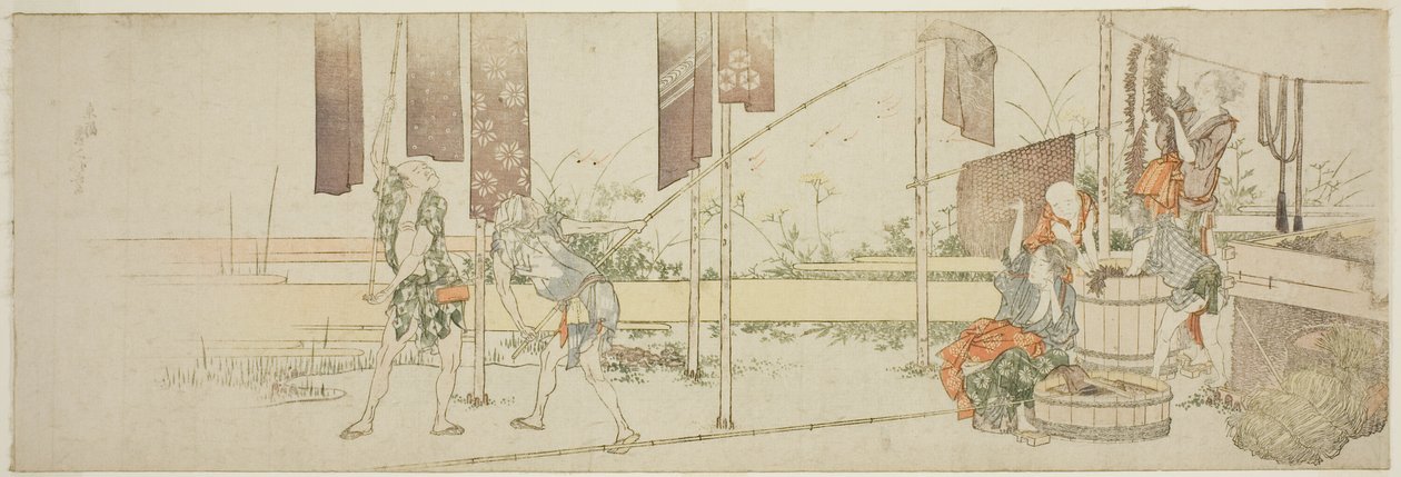 Zavěšení obarvené látky od Katsushika Hokusai