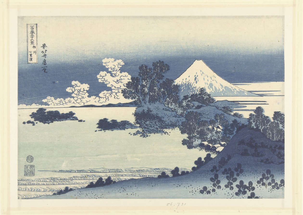 Het strand van Shichiri-ga-hama in de provincie Sagami Soshu Shichiri-ga-hama (title on object) 36 gezichten op de berg Fuji (series title) Fugaku sanjurokkei (series title on object)   1367400   cs       czech Successfully Translated  Original: Landscape  od Katsushika Hokusai
