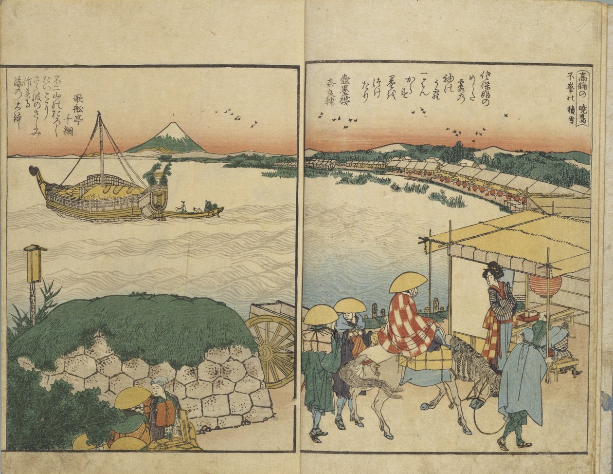 Ilustrovaná kniha pohledů z obou břehů řeky Sumida od Katsushika Hokusai
