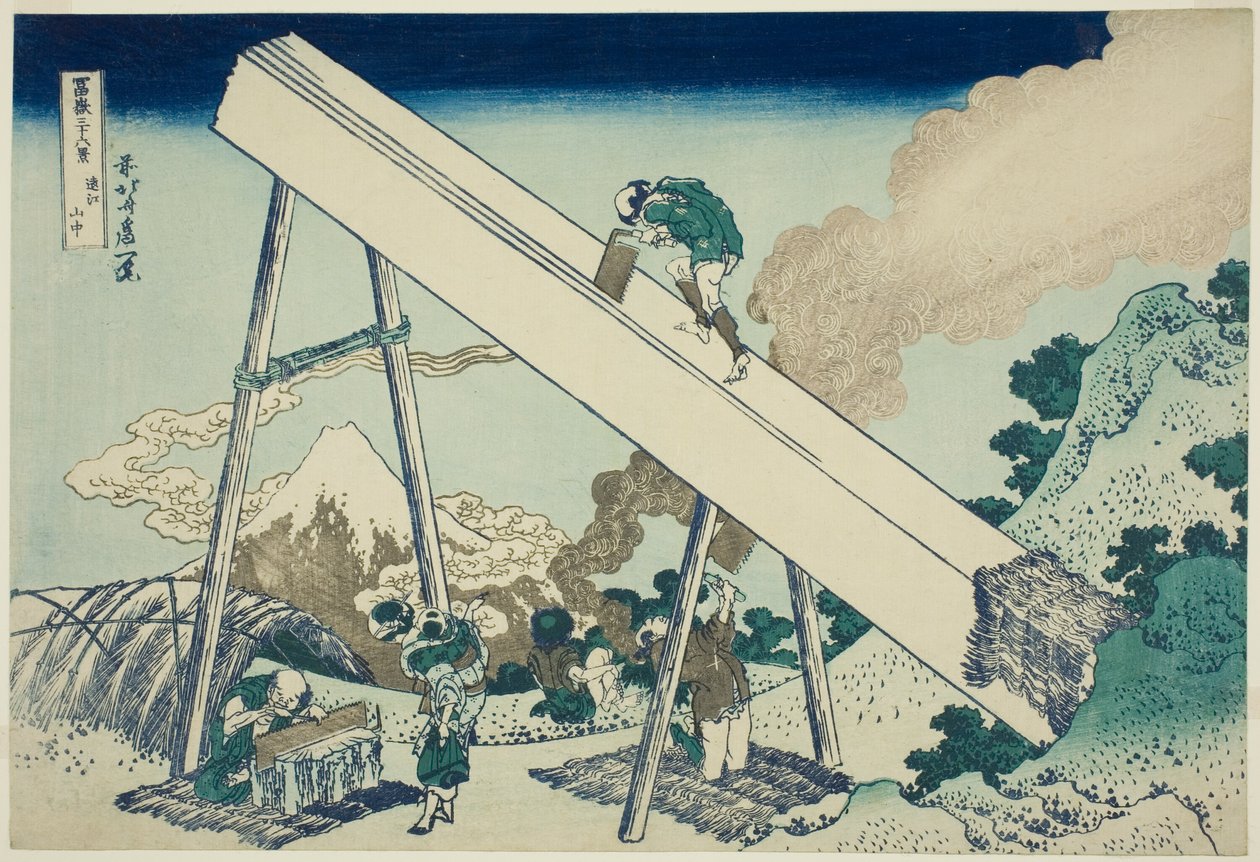 V horách provincie Totomi (Totomi sanchu), ze série „Třicet šest pohledů na horu Fuji (Fugaku sanjurokkei)“ od Katsushika Hokusai