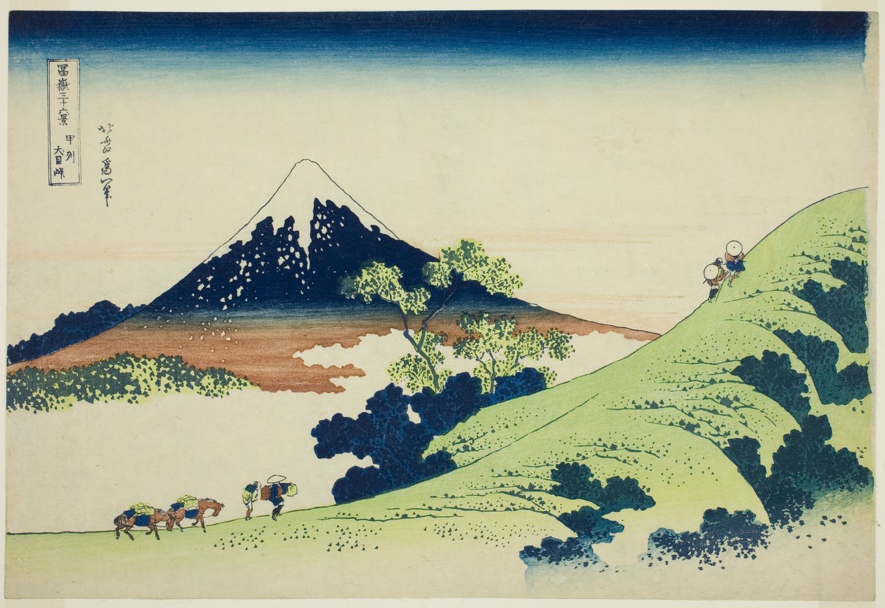 Inume Pass in Kai Province (Koshu Inume-toge), from the series "Thirty-six Views of Mount Fuji (Fugaku sanjurokkei)" od Katsushika Hokusai