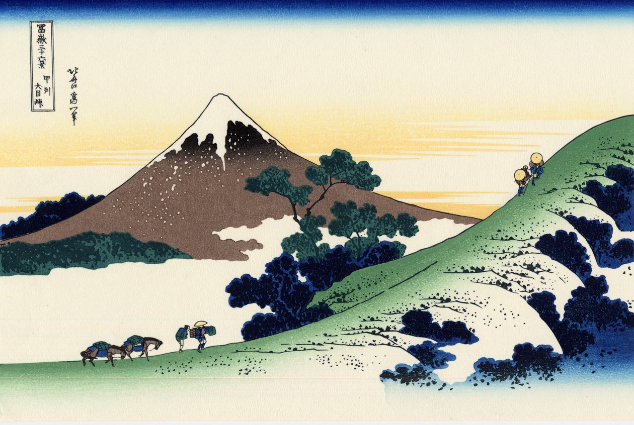 Průsmyk Inume v provincii Kai, kolem roku 1830 (dřevořez) od Katsushika Hokusai