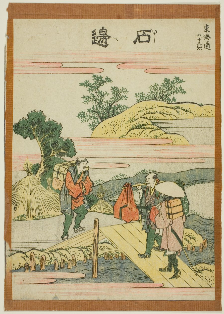 Ishibei, ze série „Padesát tři stanic Tokaida (Tokaido gojusan tsugi)“ od Katsushika Hokusai