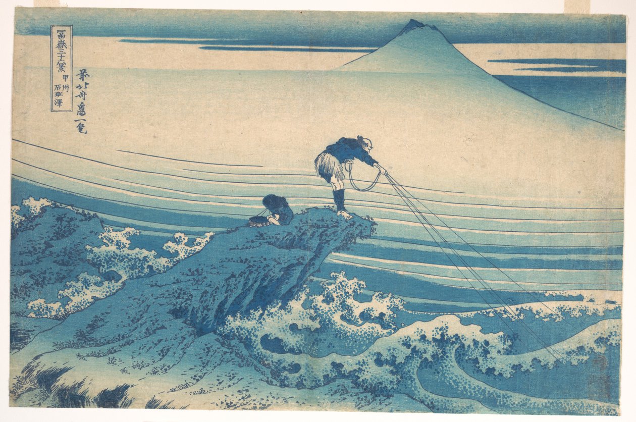 Kajikazawa v provincii Kai (Kōshū Kajikazawa), ze série „Třicet šest pohledů na horu Fuji“ (Fugaku sanjūrokkei) od Katsushika Hokusai