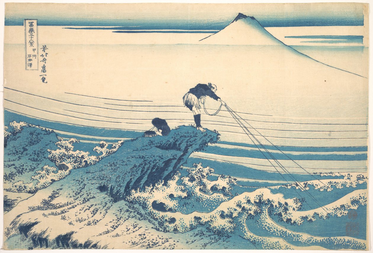 Kajikazawa v provincii Kai (Kōshū Kajikazawa), ze série „Třicet šest pohledů na horu Fuji“ (Fugaku sanjūrokkei) od Katsushika Hokusai