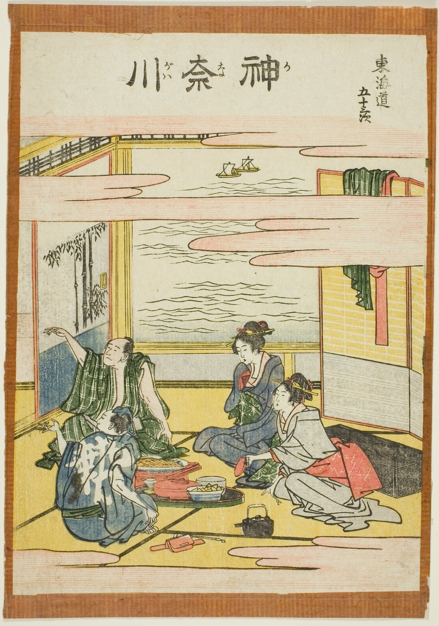 Kanagawa, ze série „Padesát tři stanic Tokaida (Tokaido gojusan tsugi)“ od Katsushika Hokusai