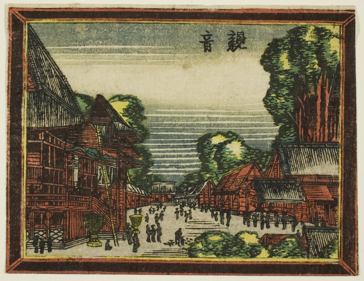 Chrám Kannon (Kannon), ze série Obrázky v holandském stylu: Osm pohledů na Edo (Oranda gakyo Edo hakkei) od Katsushika Hokusai