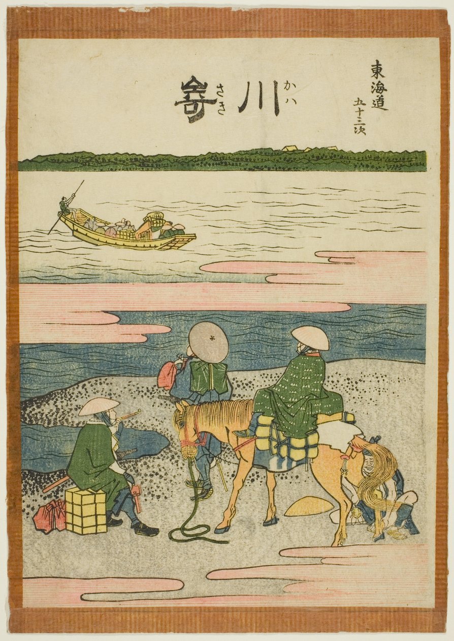 Kawasaki, ze série "Padesát tři stanic Tokaida (Tokaido gojusan tsugi)" od Katsushika Hokusai