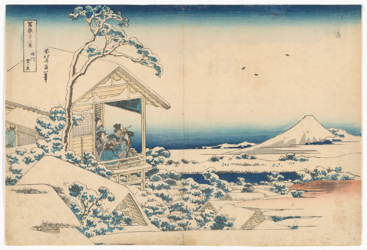 Koishikawa za zasněženého rána, ze série „Třicet šest pohledů na horu Fudži“ od Katsushika Hokusai