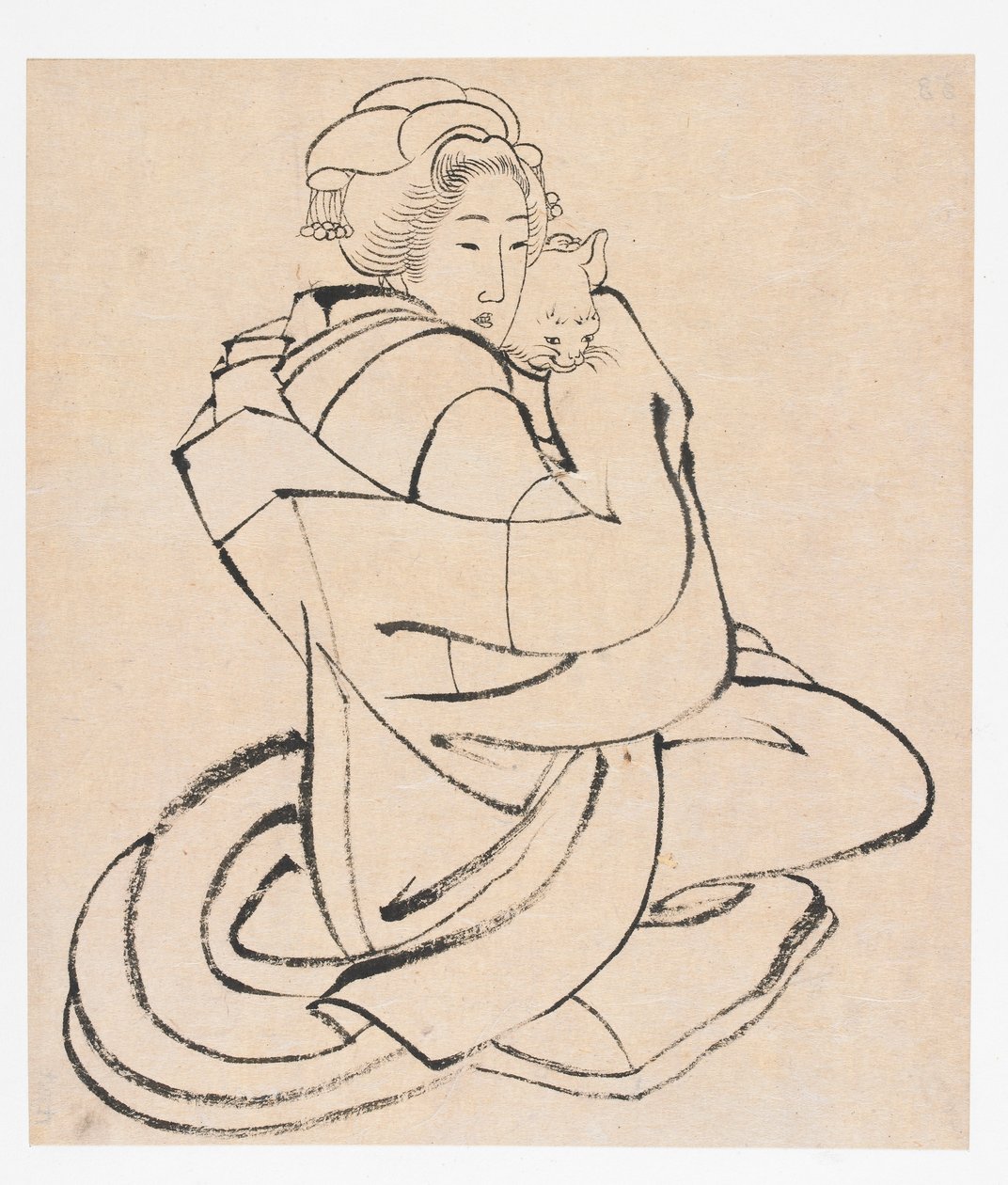 Lady Holding a Cat, období Edo, ca. 10. léta 19. století. od Katsushika Hokusai