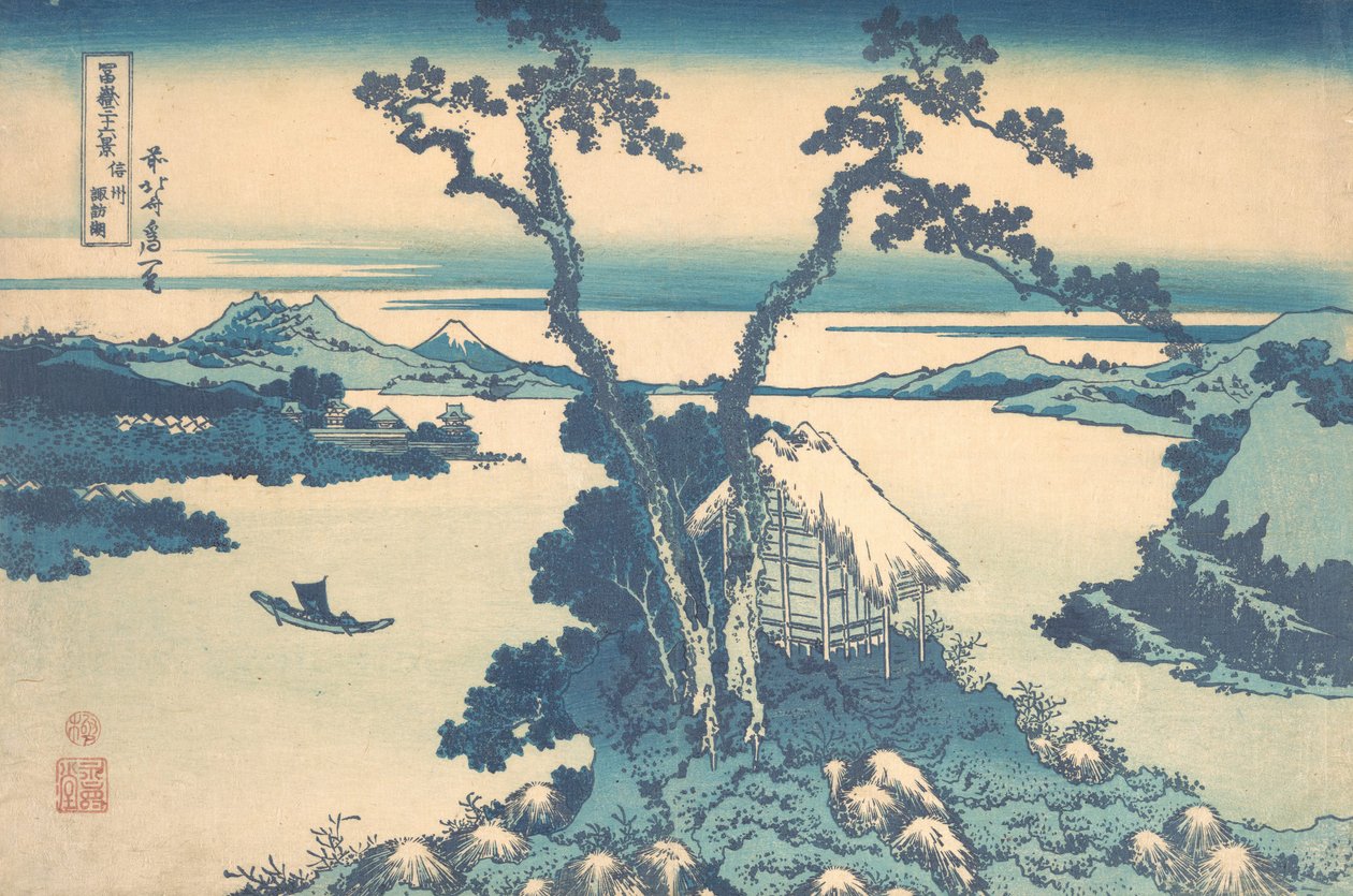 Jezero Suwa v provincii Shinano Shinshu Suwako, ze série Třicet šest pohledů na..., ca. 1830-32. od Katsushika Hokusai