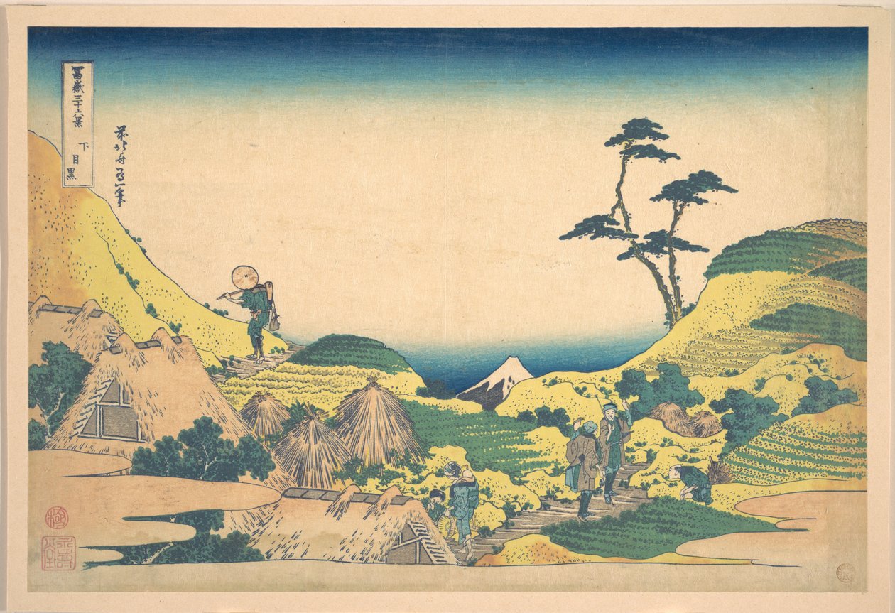 Dolní Meguro (Šimo Meguro), ze série „Třicet šest pohledů na horu Fudži“ (Fugaku sanjūrokkei) od Katsushika Hokusai