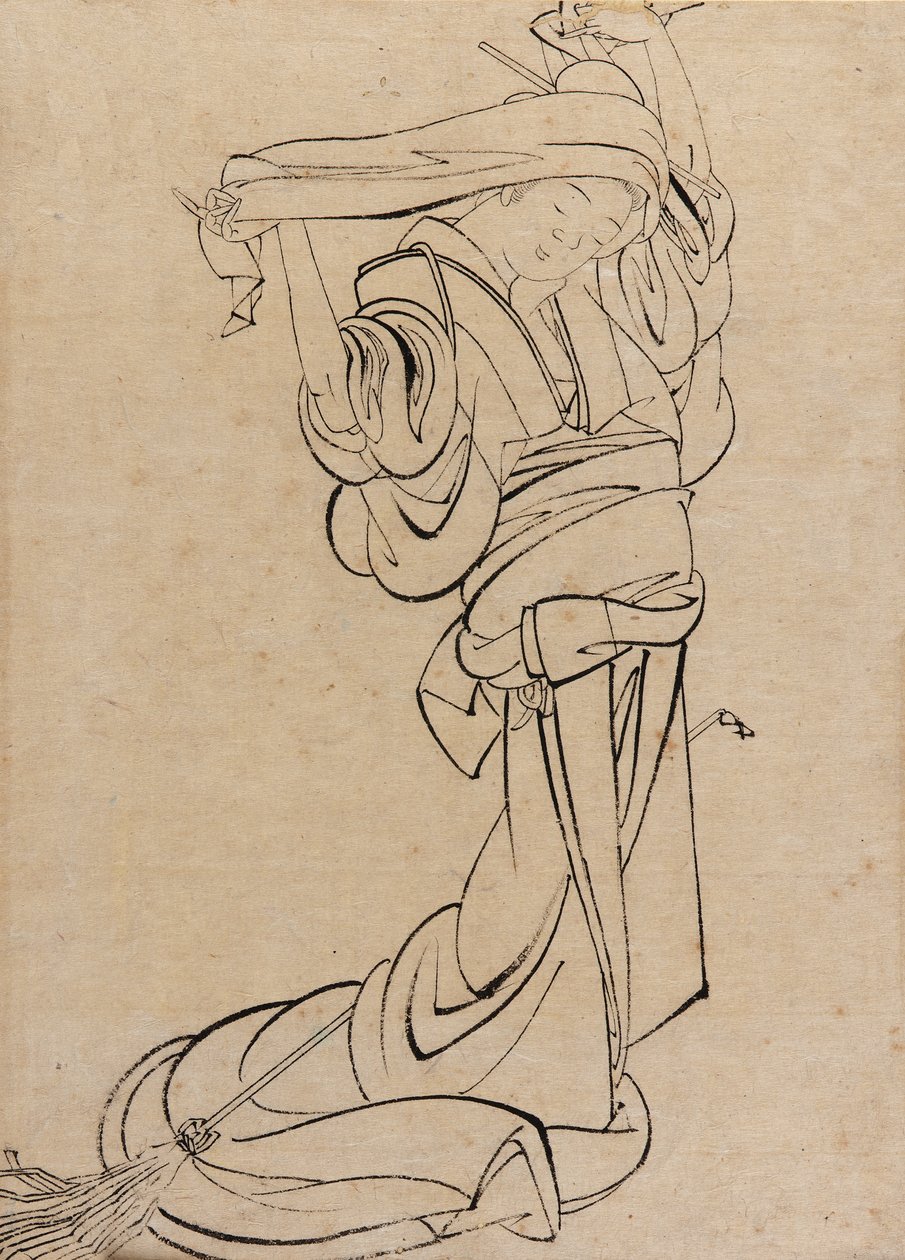 Maiden hrající samisen, konec 18.-začátek 19. století. od Katsushika Hokusai