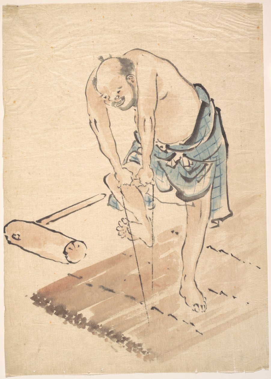 Muž na voru od Katsushika Hokusai
