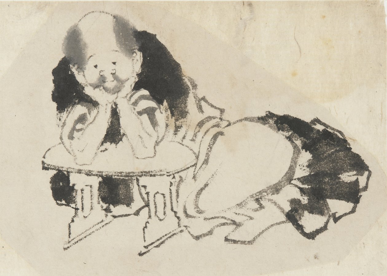 Muž sedící s loketní opěrkou, období Edo (inkoust na papíře) od Katsushika Hokusai