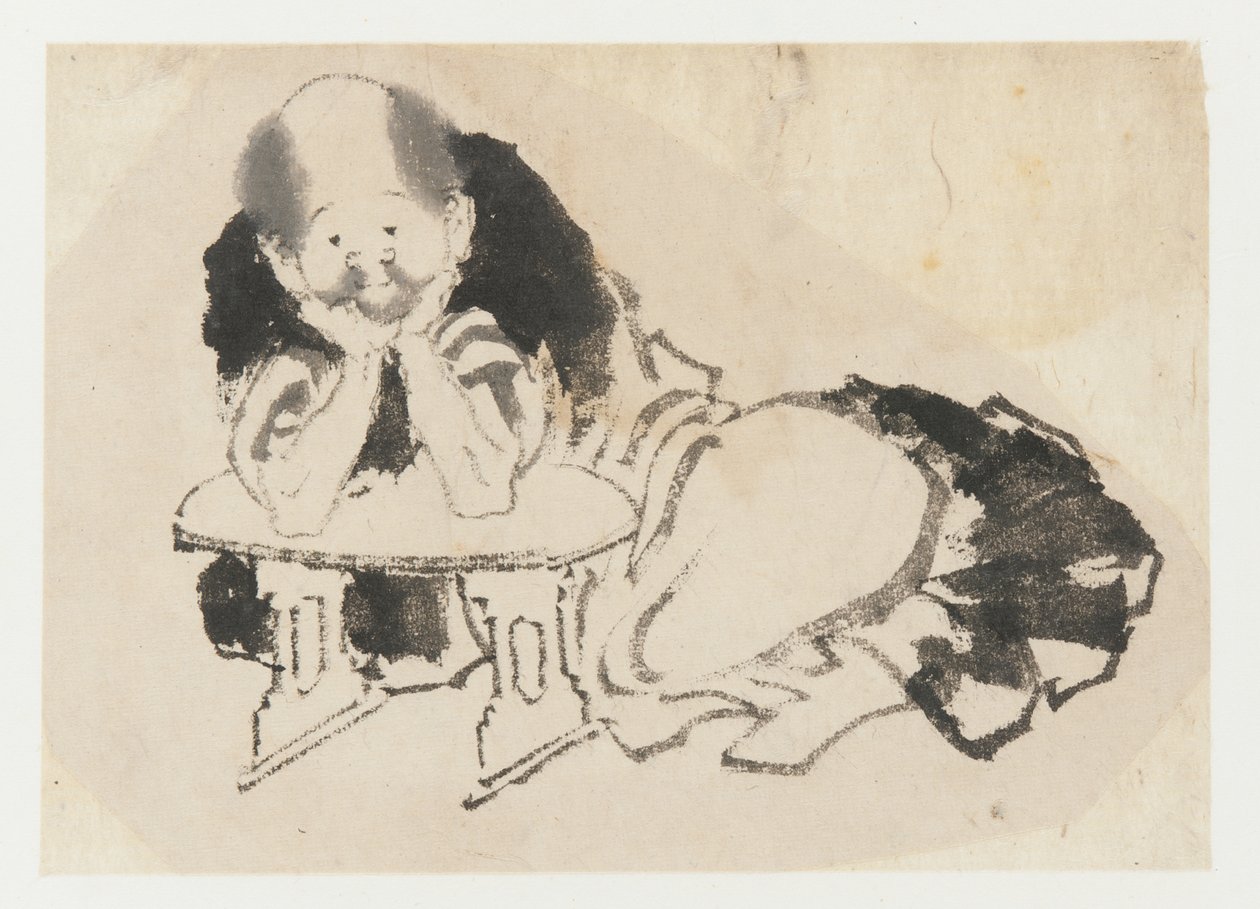Muž sedící s područkou, období Edo, 19. století. od Katsushika Hokusai