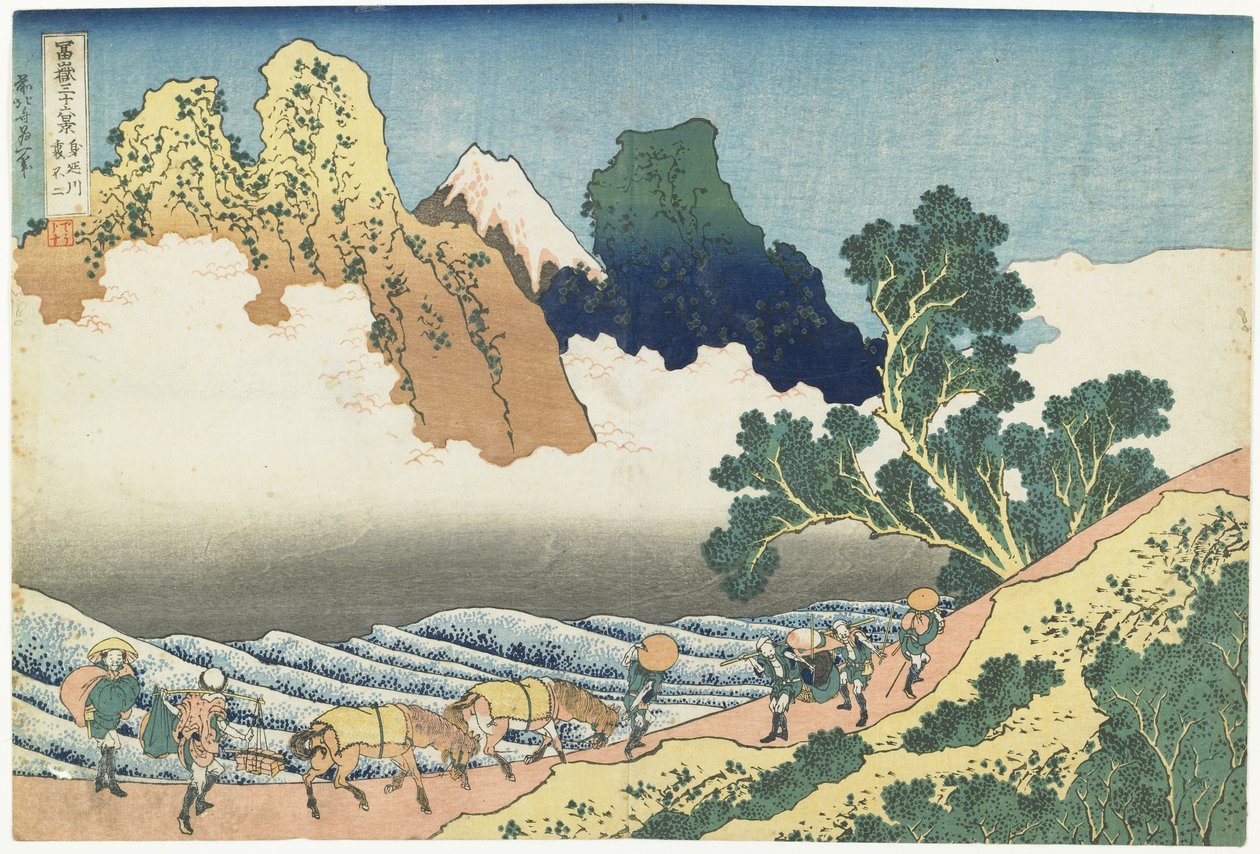 Řeka Minobu a hora Fuji při pohledu zezadu, 1831-1834 od Katsushika Hokusai