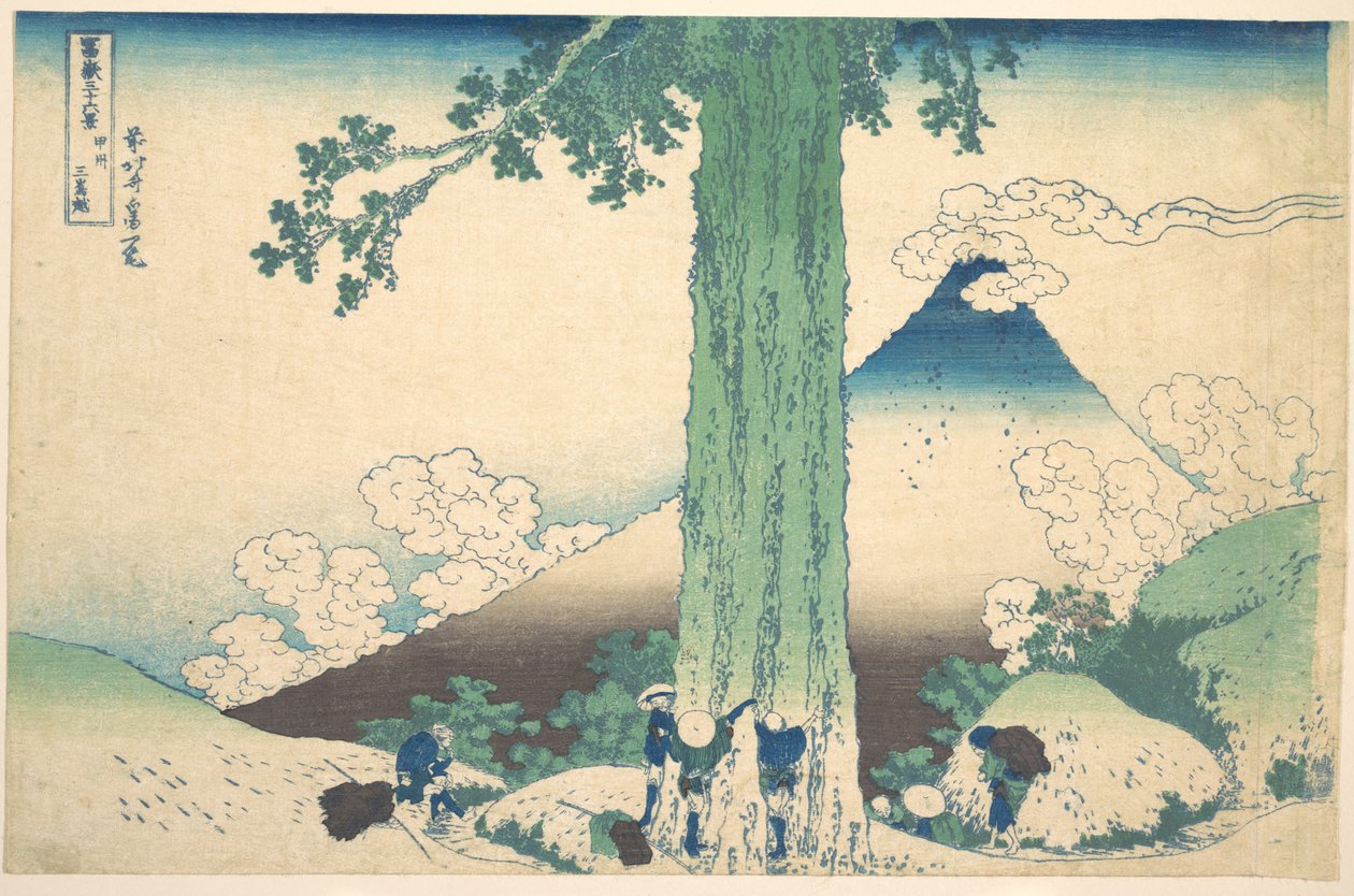 Průsmyk Mišima v provincii Kai (Kōshū Mišima goe), ze série „Třicet šest pohledů na horu Fudži“ (Fugaku sanjūrokkei) od Katsushika Hokusai