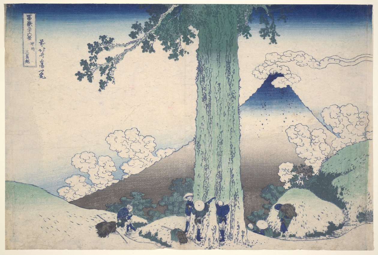 Průsmyk Mišima v provincii Kai, ze série „Třicet šest pohledů na horu Fudži“ od Katsushika Hokusai