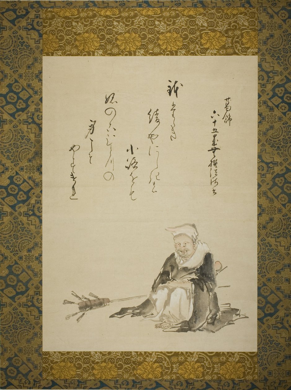 Mnich prodávající obřadní šlehače na čaj od Katsushika Hokusai