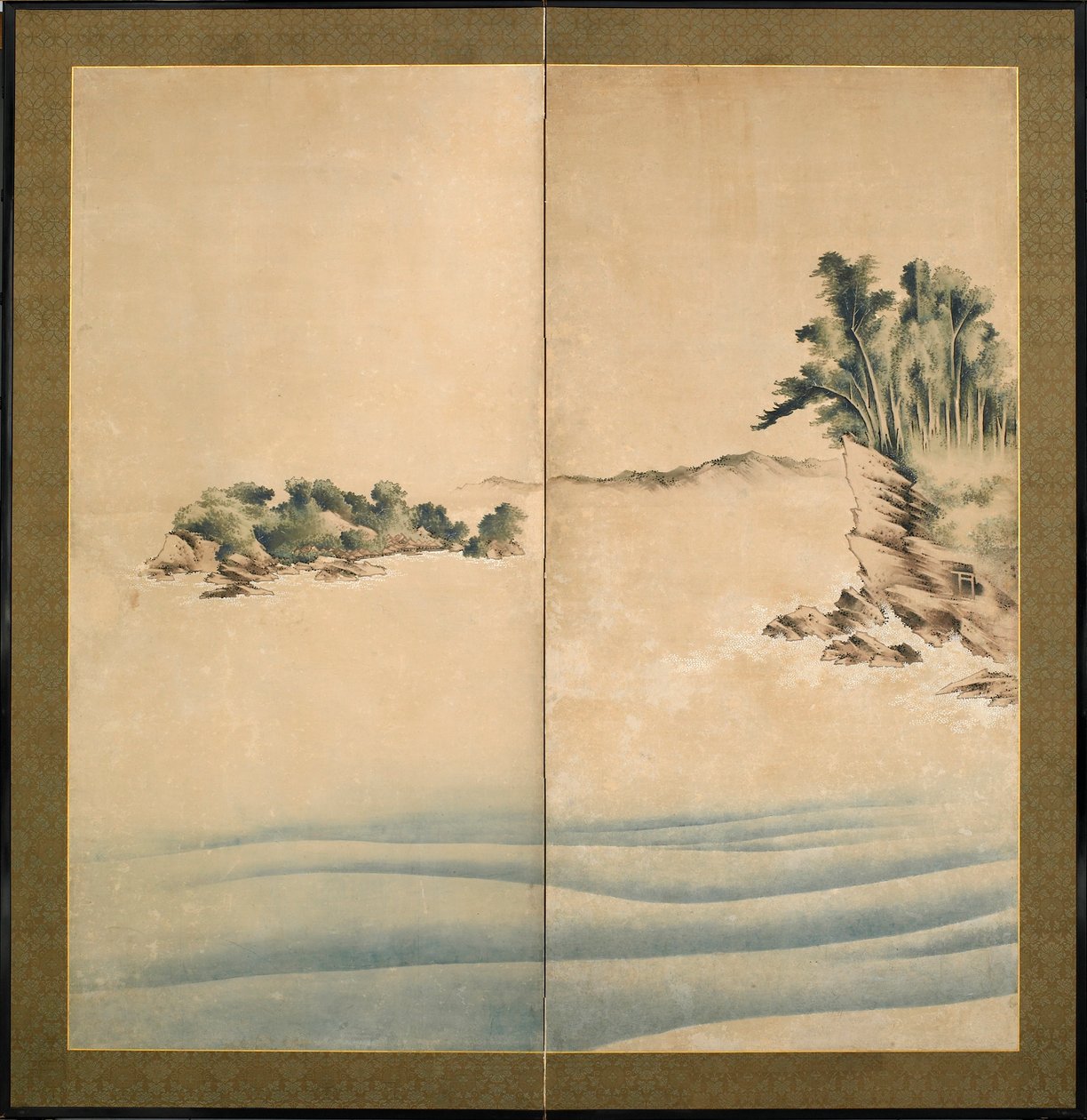 Hora Fuji a Enoshima, období Edo, cca 1825 (inkoust a barva na papíře) od Katsushika Hokusai