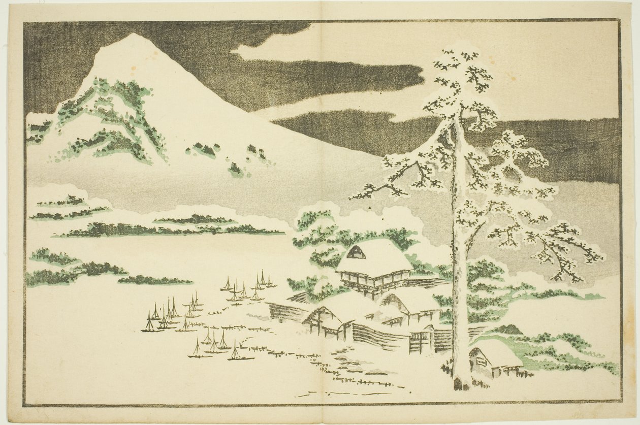 Hora Fuji v zimě, z Obrázkové knihy realistických obrazů Hokusai (Hokusai shashin gafu) od Katsushika Hokusai