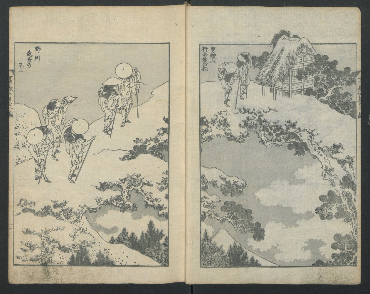 Hora Fuji pod mostem vlevo, hora Fuji za sítí vpravo, od Sto Vi..., ca. 1847. od Katsushika Hokusai