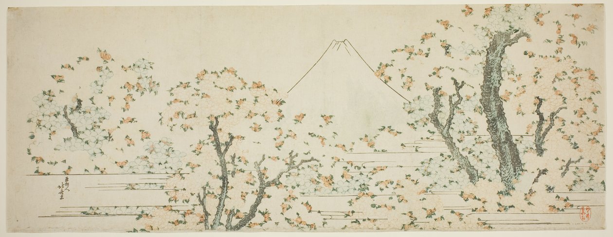 Mount Fuji s třešněmi v květu od Katsushika Hokusai