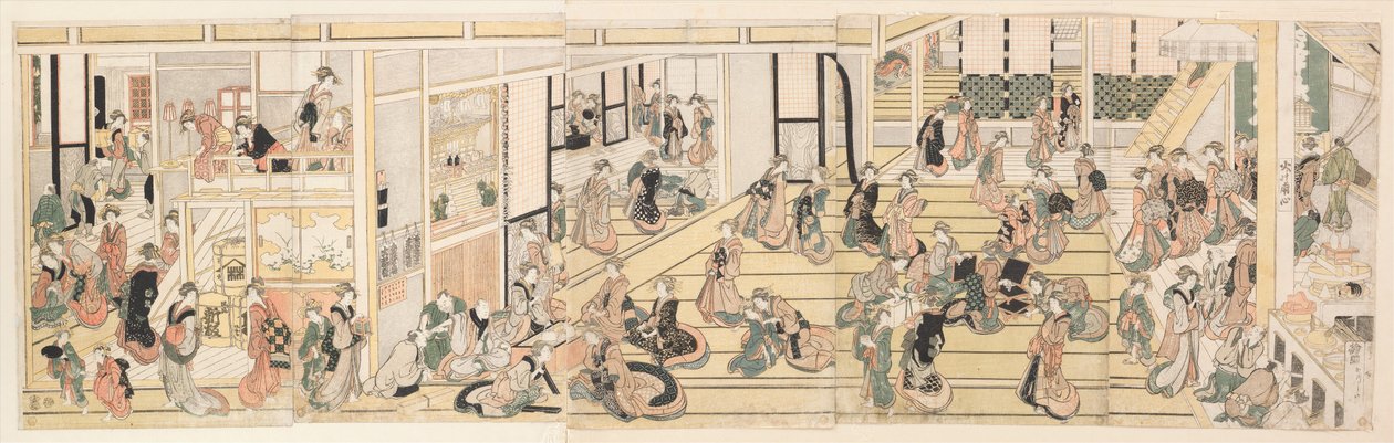 Nový rok v nevěstinci Ōgiya v Yoshiwara od Katsushika Hokusai