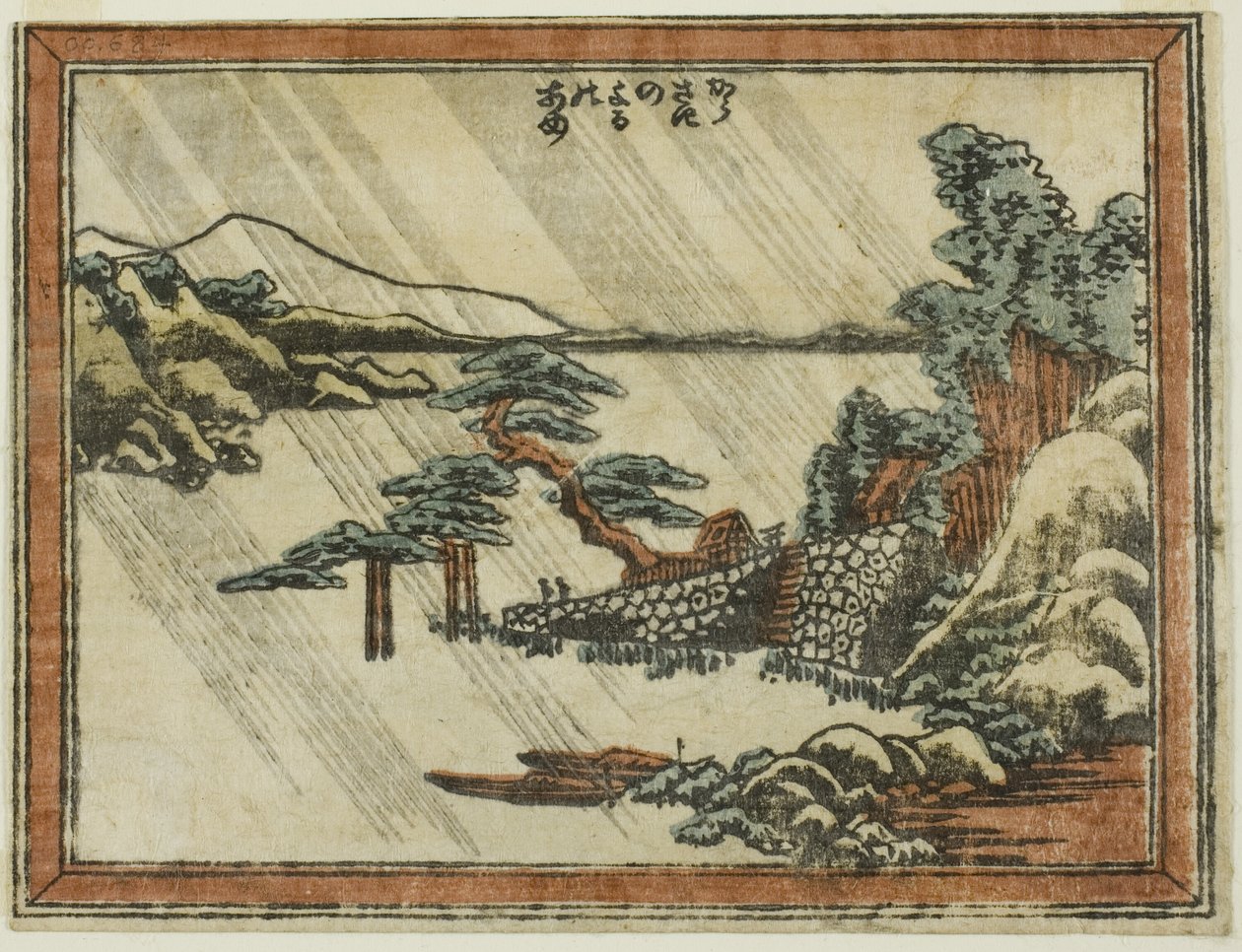 Noční linka Karasaki (Karasaki no Yoru no Ame) od Katsushika Hokusai