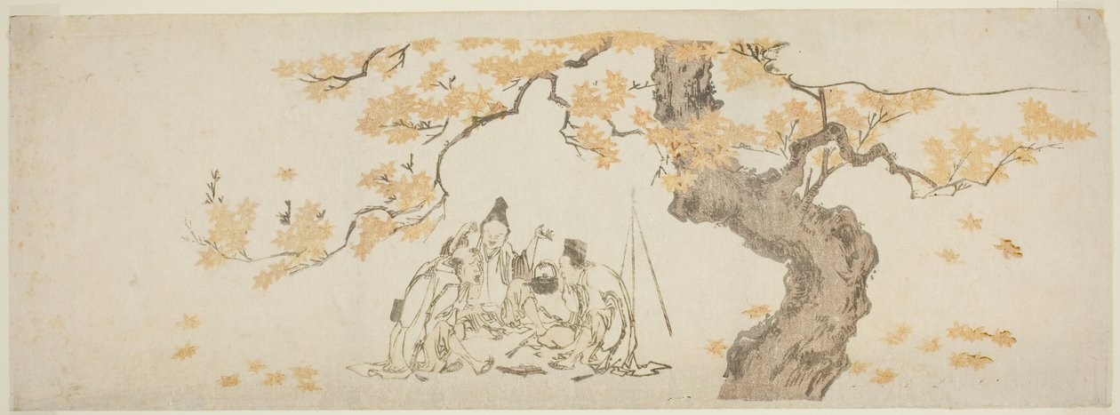 Noční hlídači pod javorem od Katsushika Hokusai