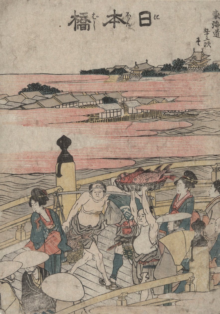 Nihonbashi, ze série Návrhy padesáti tří stanic Tokaida od Katsushika Hokusai