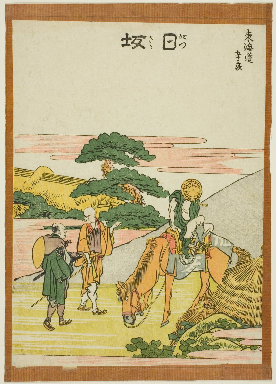 Nissaka, ze série „Padesát tři stanic Tokaida (Tokaido gojusan tsugi)“ od Katsushika Hokusai