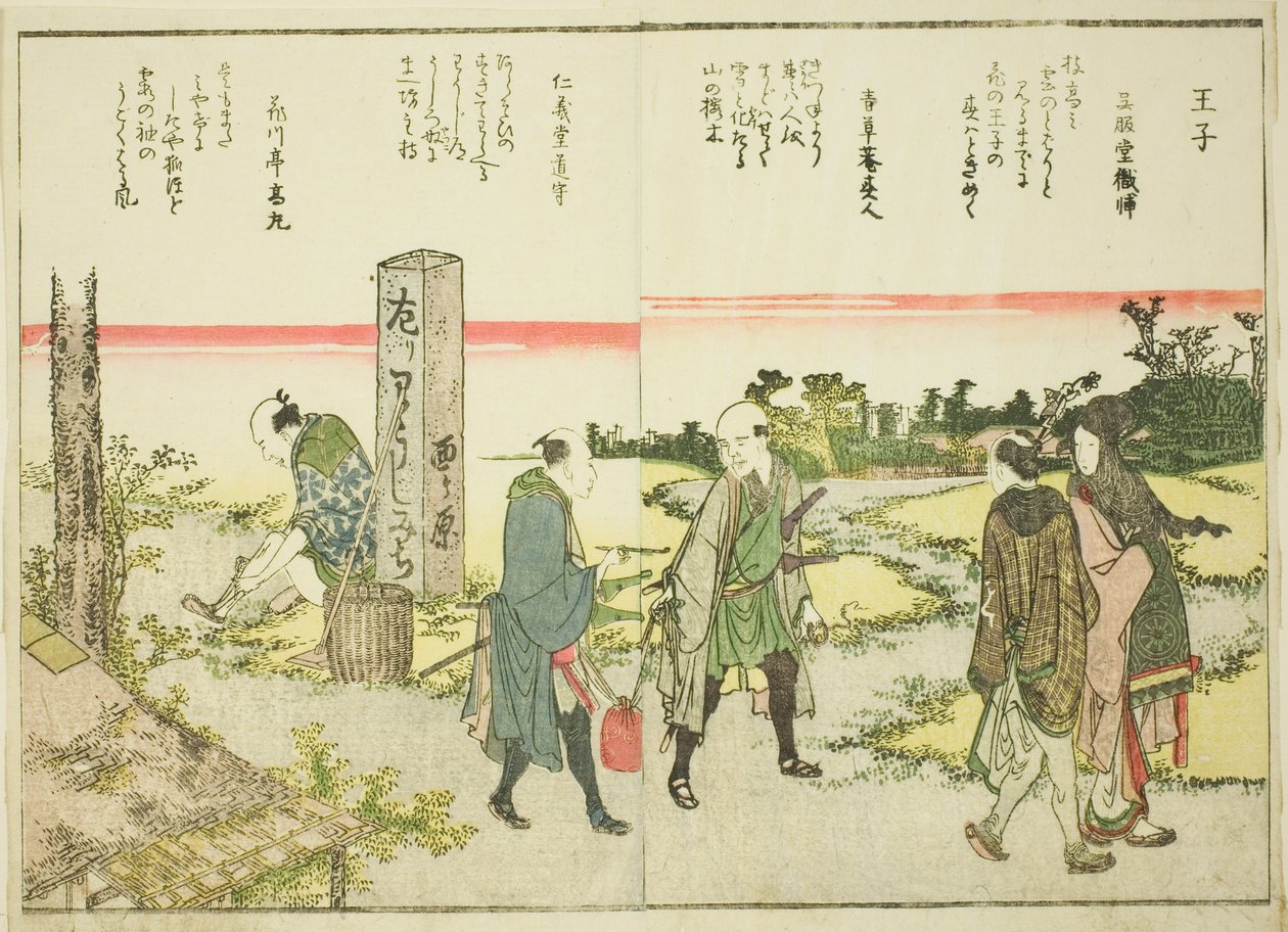Oji, od sv. 1 ilustrované knihy „Jemné pohledy na východní hlavní město na první pohled (Toto shokei ichiran)“ od Katsushika Hokusai