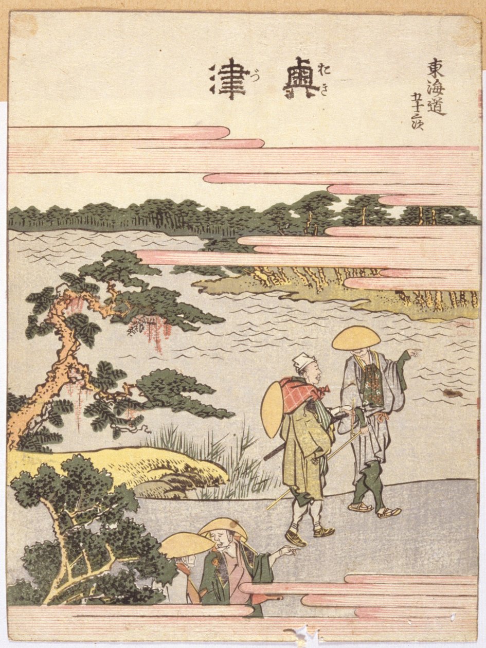 Okitsu (barevný dřevěný tisk) od Katsushika Hokusai