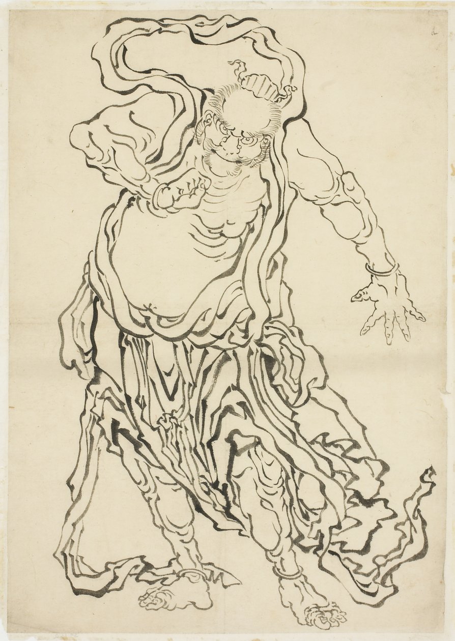One of the Nio (A Guardian), c.1815-1849 (inkoust na papíře) od Katsushika Hokusai