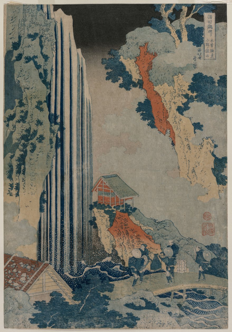 Vodopád Ono na Kiso Road ze série Prohlídka vodopádů v provinciích, začátek 30. let 19. století. od Katsushika Hokusai