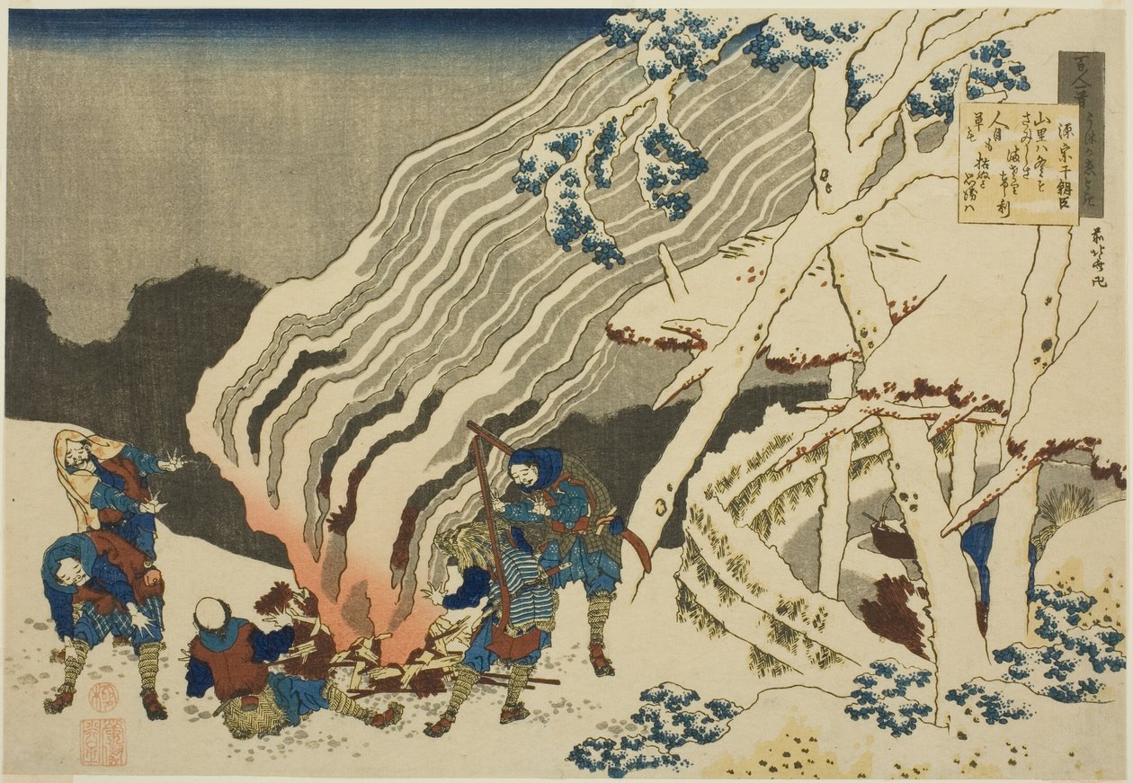 Báseň od Minamota no Muneyuki Asona z Teseries od Katsushika Hokusai