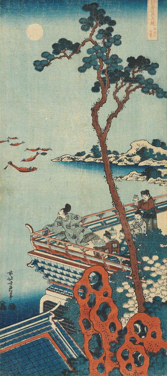 Tisk ze série „Skutečné zrcadlo čínských a japonských básní od Katsushika Hokusai