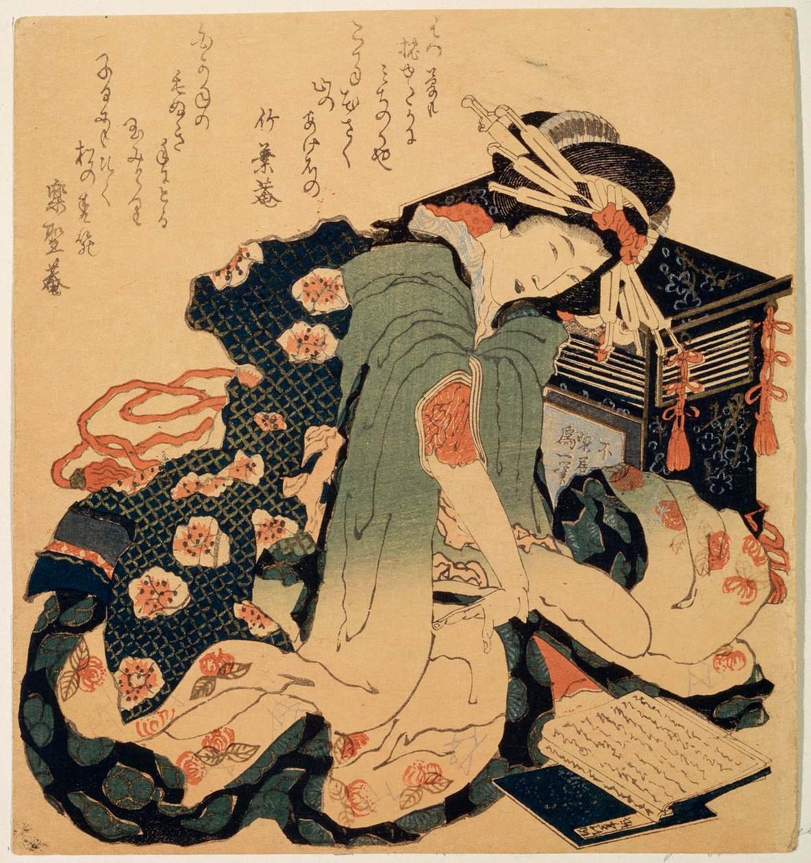 Reading, c1822. od Katsushika Hokusai